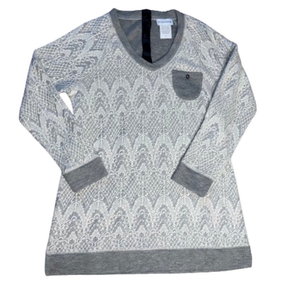 Soft Surroundings Long Sleeve Blouse Lace Small Tunic V-neck Sweater